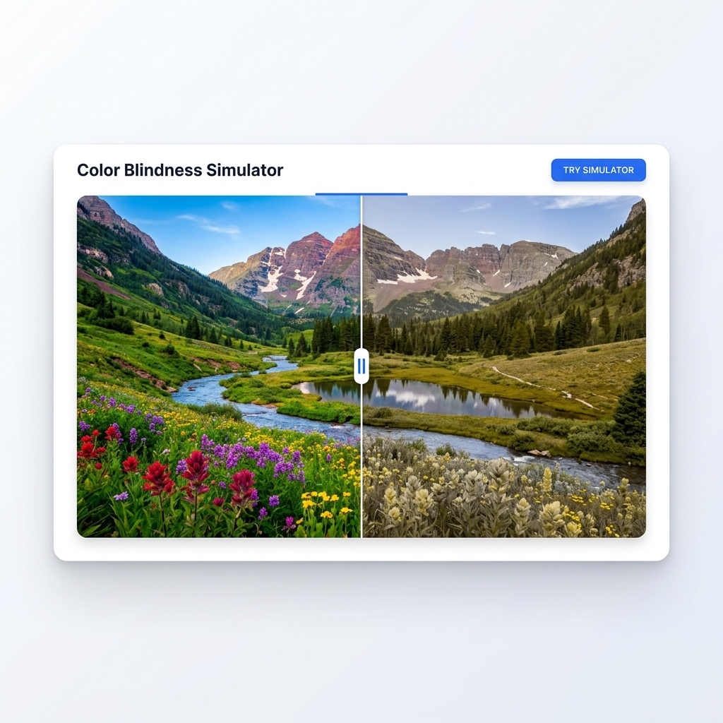 Color Blindness Simulator — split screen before and after comparison